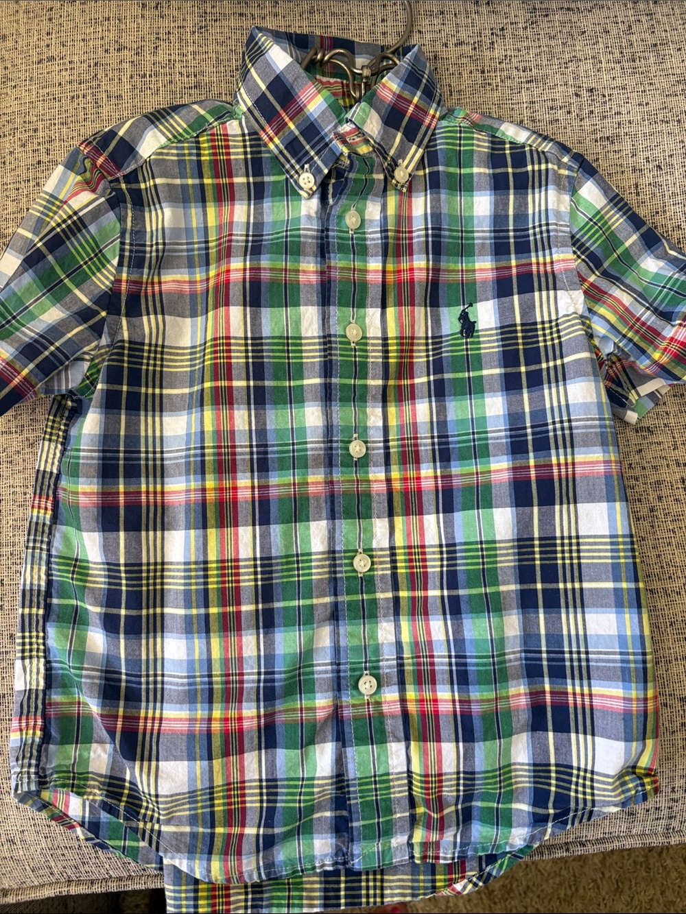 Polo by Ralph Lauren Green & Navy Multicolor Plaid Short-Sleeve Button-Down